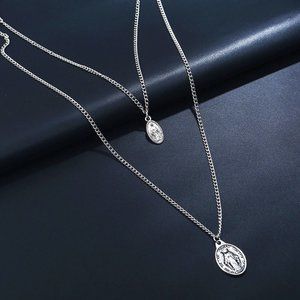 Virgin Mary Multi-Layered Silver Necklace